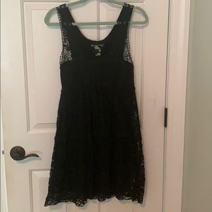 Tiered black lace dress